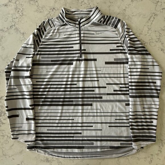 Nike Dry-Fit Gray Element Stripe 1/2-Zip Running Pull Over - Mens XL - Picture 1 of 5